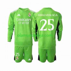Camisola Real Madrid Kepa Arrizabalaga 25 Guarda-redes Criança Equipamento Primeiro 2023-2024 Manga Comprida
